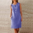 thumbnail image 2 of Einccm Casual Dress, Sleeveless Round Neck Button-Front Dress with Pockets, Relaxed Fit Easy-Wear Everyday Summer Spring Casual Work & Vacation Outfit, 2 of 4