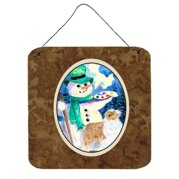 Carolines Treasures Snowman with Australian Shepherd Aluminum Metal Wall or Door Hanging Prints, 6 x 6", Multicolor