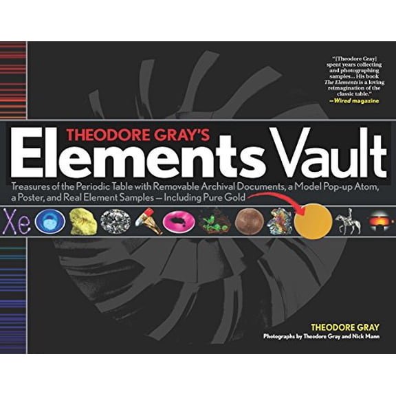 Pre-Owned Theodore Gray's Elements Vault: Treasures of the Periodic Table with Removable Archival Documents and Real Element Samples - Including Pure Gold! (Hardcover) 1579128807 9781579128807