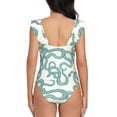 thumbnail image 6 of Yiaed Hand Drawn Snake Print Women's Ruffled One Piece Swimsuit V Neck Swimwear Slimming Monokini for Woman-Small, 6 of 8