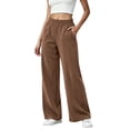 thumbnail image 2 of Sunnin Women High Waist Corduroy Wide Leg Pants Casual Stretchy Cotton Lounge Pants with Pockets, 2 of 9