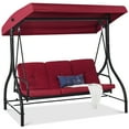 thumbnail image 3 of Best Choice Products 3-Seat Outdoor Converting Canopy Swing Glider Patio Hammock w/ Removable Cushions - Burgundy, 3 of 9