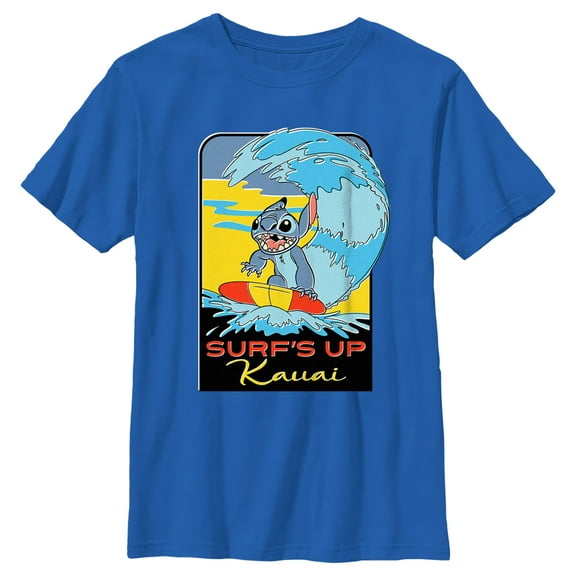 Boy's Lilo & Stitch Kauai Surf's Up Graphic Tee Royal Blue X Large