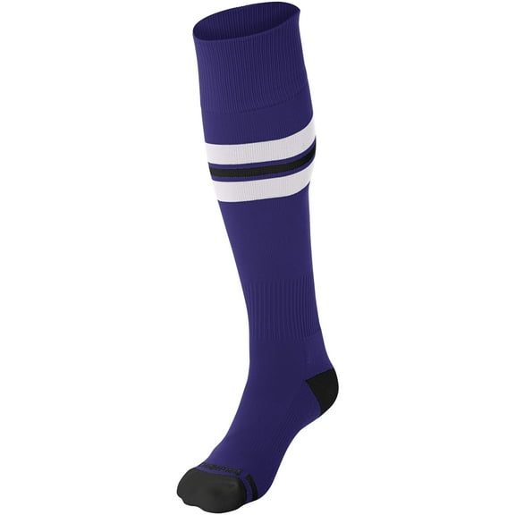 Striped Baseball Sock - PURPLE, WHITE, BLACK - XS