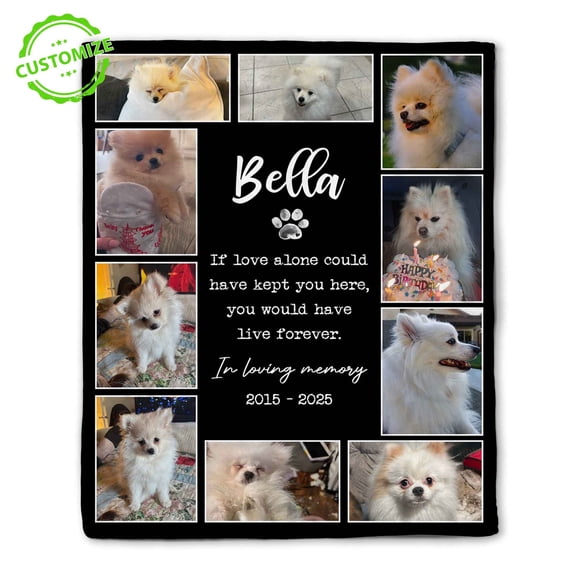 Customizaholic Personalized Pet Memorial Photo Blanket – Custom Name, Years & Tribute Quote – Heartfelt In Loving Memory Gift for Pet Lovers
