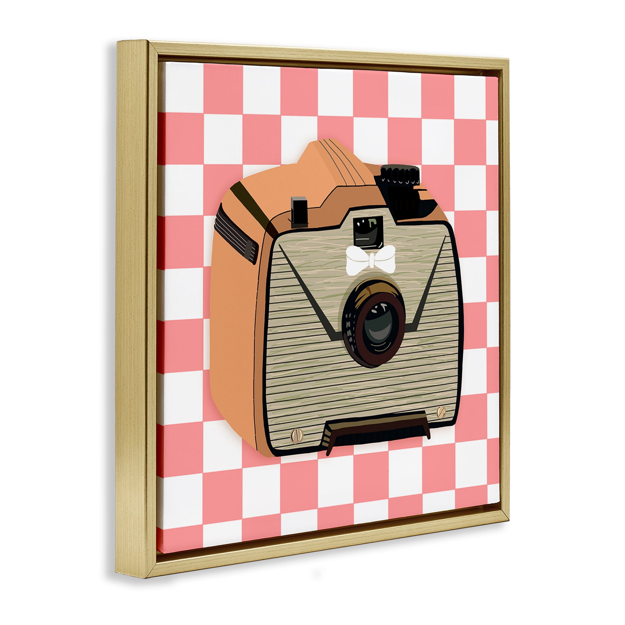 Stupell Industries Take The Shot Retro Camera Fashion Painting Gold Floater Framed Canvas Art Print Wall Art, 25 x 25