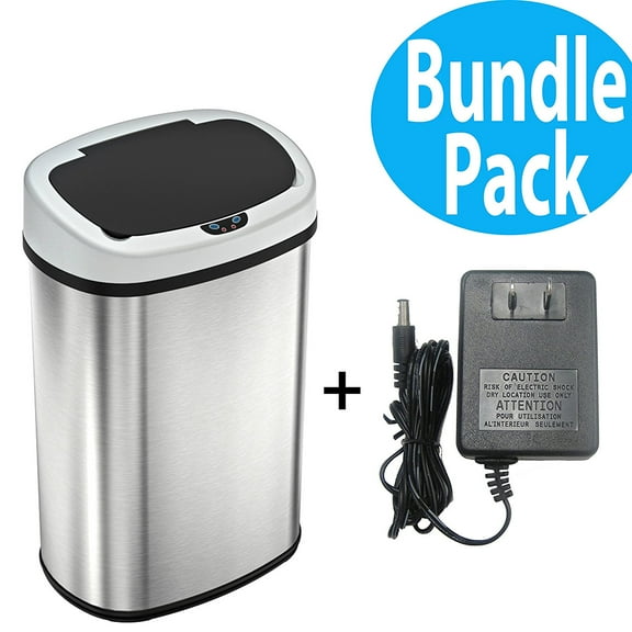 SensorCan Automatic Touchless Sensor Trash Can with AC Adapter, Stainless Steel, 13 Gallon
