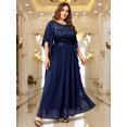 thumbnail image 4 of Miusol Women's Plus Size Elegant Butterfly Sleeve Chiffon Sequin Lace Bodice Evening Party Long Dress, 4 of 9