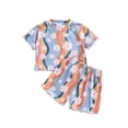 thumbnail image 2 of Cethrio Toddler Girls Outfit Sets, Summer Print Cotton Shirts and Shorts Sets Blue Size 3-4 T, 2 of 8