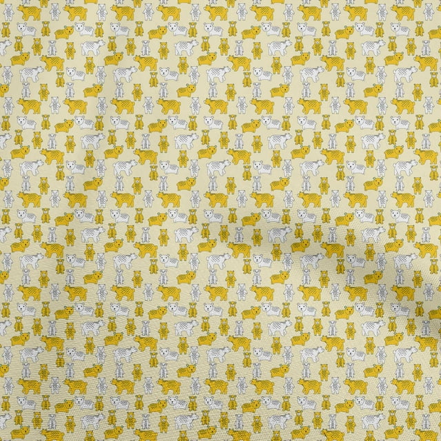 oneOone Viscose Jersey Light Yellow Fabric Animal Sewing Material Print Fabric By The Yard 60 Inch Wide
