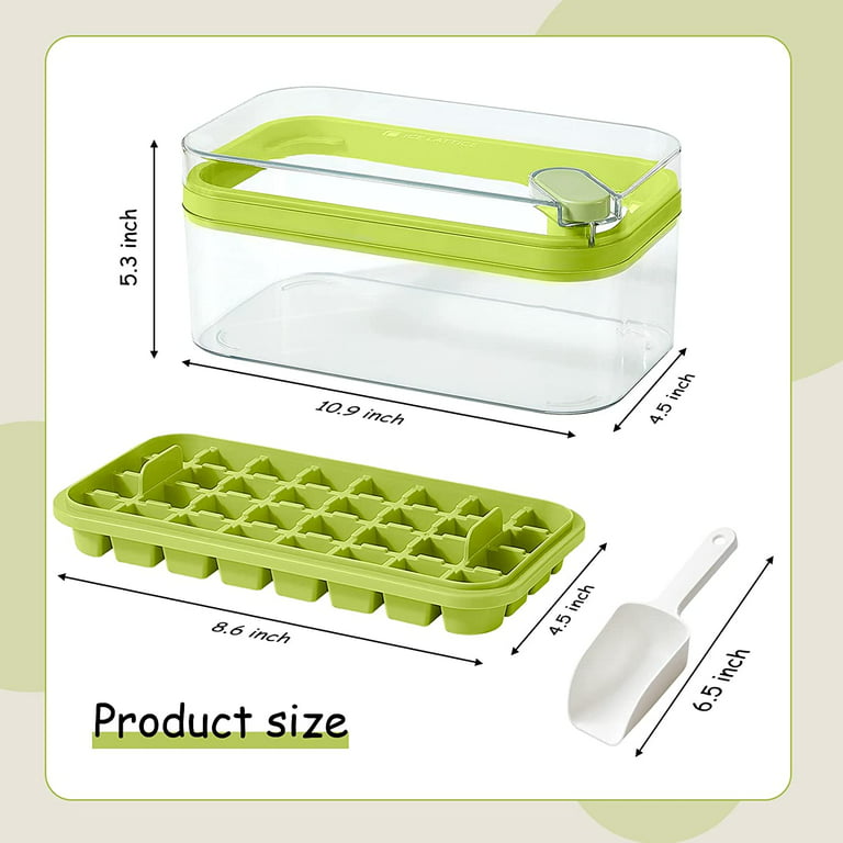 longzon Mini Round Ice Cube Tray with Lid and Bin, 2 pack Silicone Ice