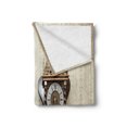 thumbnail image 2 of Clock Soft Flannel Fleece Throw Blanket, Antique Style Wood Carving Clock with RomNumerals Hanging on the Wall Design, Cozy Plush for Indoor and Outdoor Use, 70" x 90", Brown and Tan, by Ambesonne, 2 of 5