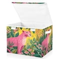 thumbnail image 2 of Iauyy Large Storage Box with Lid - Foldable Home Storage Bins for Clothes Toy Holiday Decor, Bright Leopard (42*32*30cm), 2 of 6
