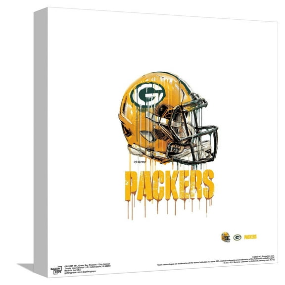 Gallery Pops NFL Green Bay Packers - Drip Helmet Canvas Wall Art, Unframed Version, 12" x 12"