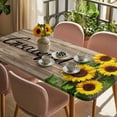thumbnail image 3 of Farmhouse Sunflower Grateful Table Cloths for 6 Foot Rectangle Tables, Brown Wooden Plank Country Patio Waterproof Elastic Fitted Tablecloths, Washable Rectangular Table Cover for Camping, 3 of 8