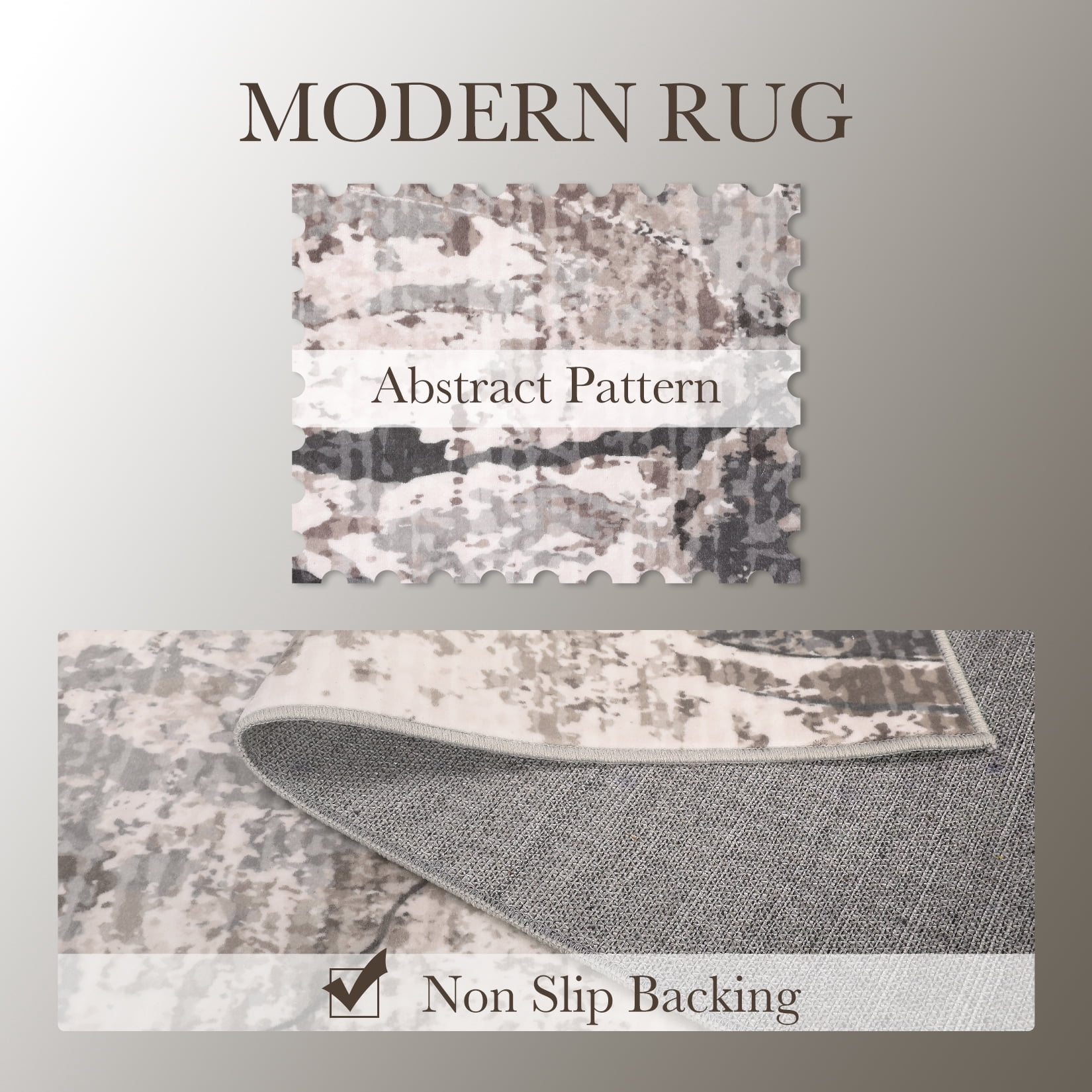 Hasoo Area Rug 8' x 10' Washable Rugs for Living Room Abstract Marble Carpet Boho Luxury Rug, Brown