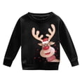 thumbnail image 4 of PMVFHDE Liquidation Chandails en Molleton pour Filles Tendance Automne et Hiver Manches Longues Imprimé de Noël Col Rond pour Garçons et Filles Plus Chaud Manteau Chandail en Molleton Mignon, Noir, 4-5 Ans, 4 of 4