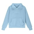 thumbnail image 6 of ZACPNCV Girls Half Zip Sweatshirt Fleece Quarter Zip Pullover Sweatshirts Fall Clothes for Teen Girls Thumb Hole Light Blue 13-14 Years, 6 of 8
