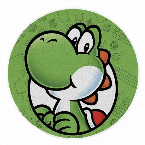 Lheaggik Cartoon Game Brother Carpet Floor Rug Room Decor Cute Yoshi Velvet Round Mat Bedroom Living Room Decor for Men Women 60x60cm