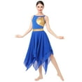 thumbnail image 5 of IBTOM CASTLE Women's Lyrical Dance Costume Shiny Metallic Lyrical Dress Asymmetric Flowy Chiffon Skirt Contemporary Dance Clothes M Royal Blue, 5 of 8