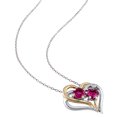 thumbnail image 4 of Everly Women's 1 1/6ct TGW Created Ruby and Diamond Accent Two-Tone Silver Heart Pendant with Chain, 4 of 9