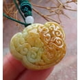 thumbnail image 4 of Certified Hand Carved Green Yellow Natural Myanmar Burma A Jade jadeite Bat Fu Lotus Ruyi Flower Pendant Necklace, 4 of 7