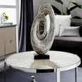 thumbnail image 3 of 12" x 29" Gray Mother of Pearl Shell Swirl Abstract Sculpture with Black Base, by DecMode, 3 of 14