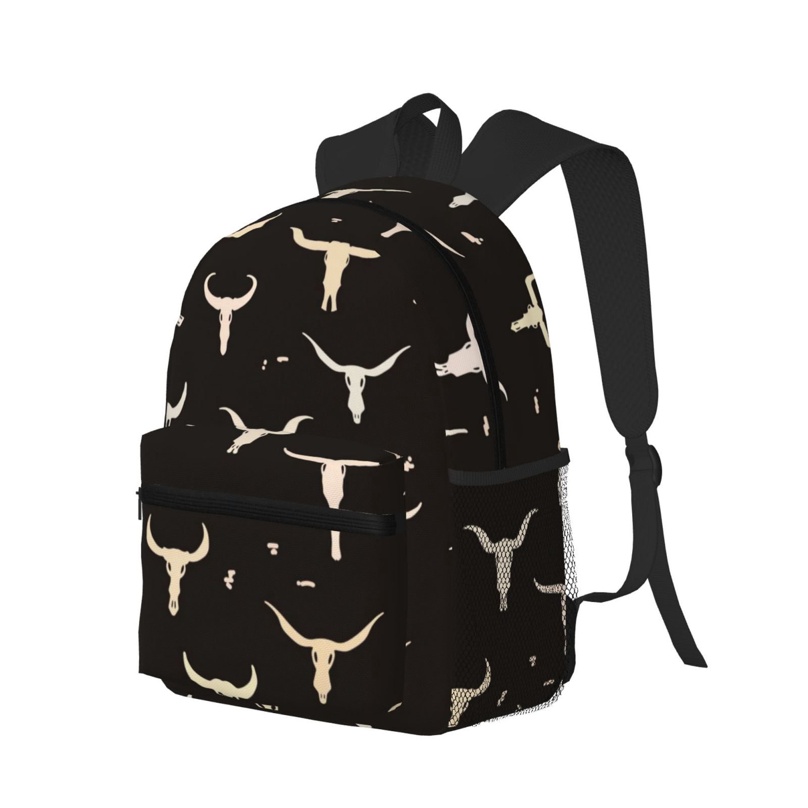 Vsdgher Cow Skulls Print Unisex Large Capacity Bookbag Schoolbag Casual Daypack for High School/College/Teens/Travel/Work