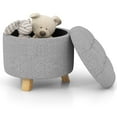 thumbnail image 1 of Costway Ottoman Rond Rembourré avec Pieds en Caoutchouc Solide Gris, 1 of 10