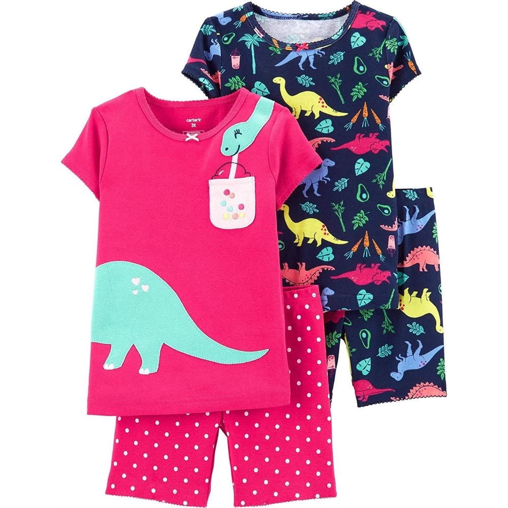 Carter's Carters 4Piece Dinosaur Snug Fit Cotton Pajamas, Navy