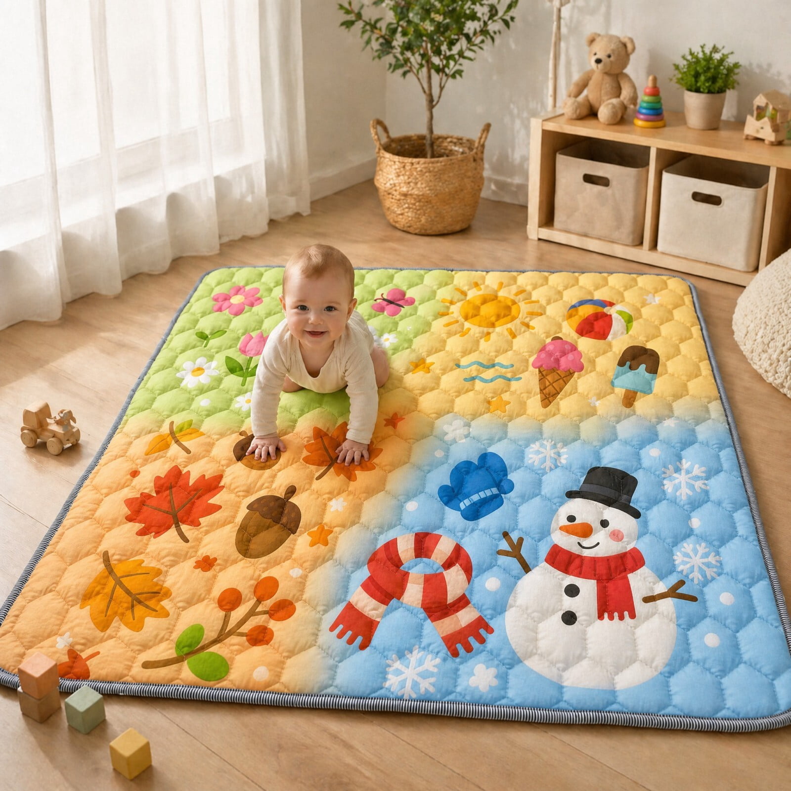 Easy4Home Extra Large Baby Play Mat for Infants & Toddlers, 71"x59" Crawling Mat, Foldable Non-Slip Floor Playmat