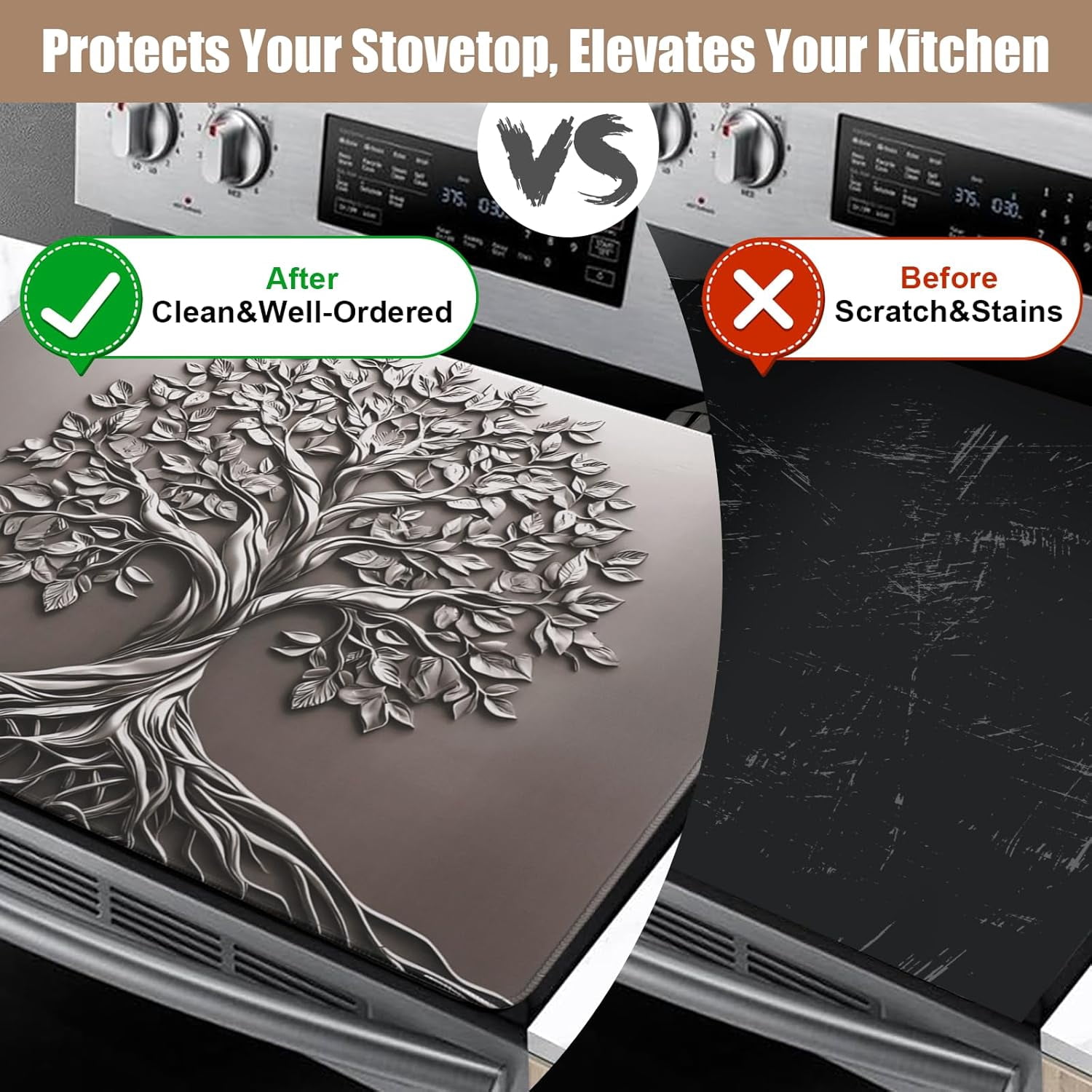 Stove Top Covers for Electric Stove, Glass Cooktop Protector Heat Resistant Stovetop Mat for Kitchen Decor 28 x 20 Inch