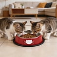 thumbnail image 3 of Food and Water Bowls for Cats, 6 in Diameter, Stainless Steel interior, Rubber Skid Resistant Base, Green Finish, Black Cat Head Print, 1 Pc, 3 of 6