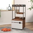 thumbnail image 4 of Pefilos 48" Hidden Cat Litter Box Enclosure Furniture with Cat Tree Tower, Iron and Wood Structure Privacy Cat House Washroom, Brown, 4 of 11