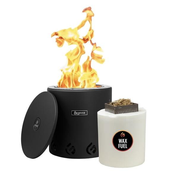 El Campo Portable Wax-Burning Fire Pit – Clean-Burning, No-Wood Fuel with 8-Hour Wax Refill – Compact and Durable – Matte Black