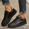 thumbnail image 1 of PPgejGEK Espadrilles Plates Décontractées à Bout Rond pour Femmes Printemps et Été Lacets Noirs 8.5, 1 of 5