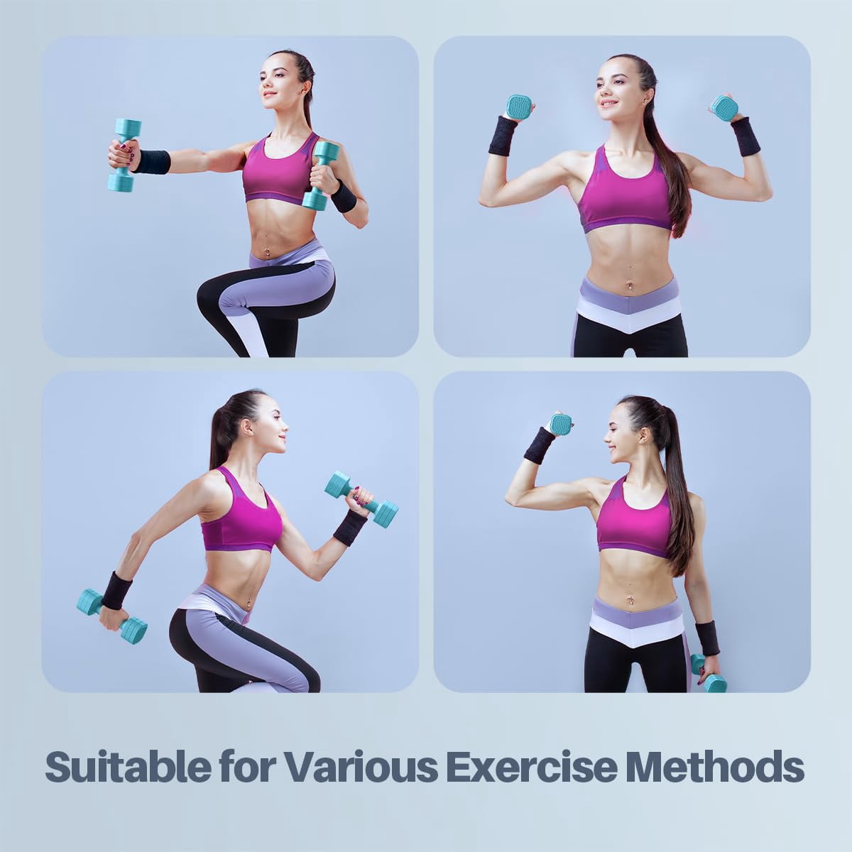 Adjustable Dumbbell Set  4 In 1 Free Weight For Women Hand At Home Each 2lb 3lb 4lb 5lb With Tpu Soft Rubber Handle Gym Aquatic Fitness Equipment Purple