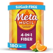 Metamucil Psyllium Husk Fiber Supplement for Digestive Health, Sugar Free, Orange, 180 Servings