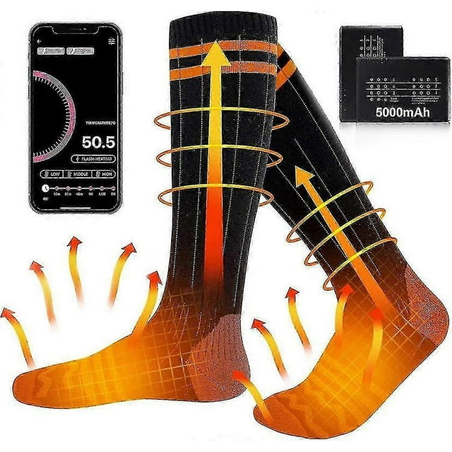 App-controlled Heated Socks - 5000mah Battery-powered Foot Warmers For Outdoor