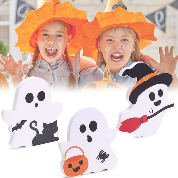 Gustave 3Pcs Cute Ghost Halloween Decorations Indoor Spooky Small Ghost Table Signs for Home Fireplace Party Tiered Tray Decor