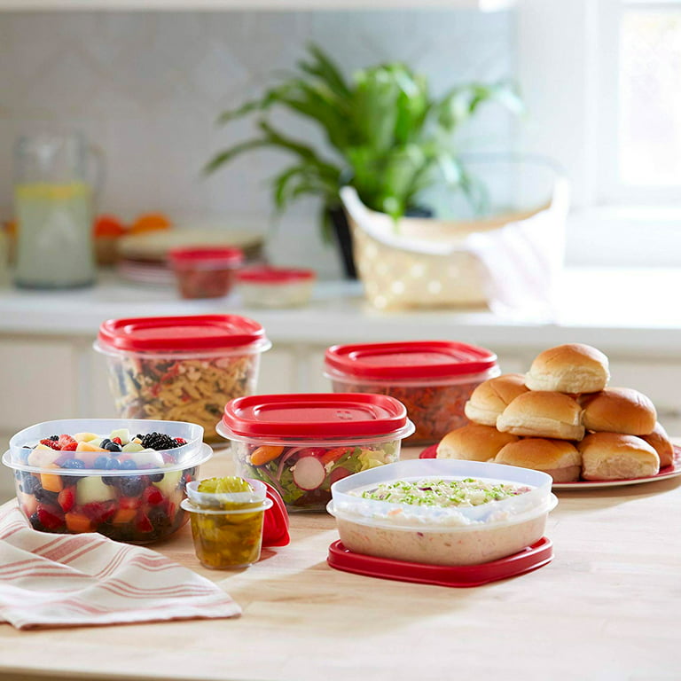 Rubbermaid Easy Find Lids Food Storage Containers, Racer Red, 42 Piece Set