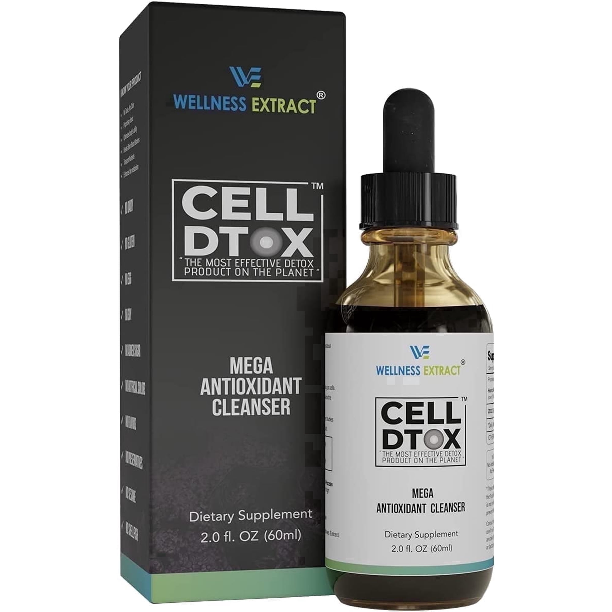 Wellness Extract Cell Dtox Mineral Drops, Humic Acid, Fulvic Acid & Zeolite, Alkaline Water Supplement, Zero Sugar, Antioxidant Support, 2 oz