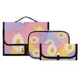 thumbnail image 3 of 3-Piece Travel Toiletry Bag Set, Hanging Wash Bag with Makeup Bag & Brush Case,Waterproof Cosmetic Organizer for Travel, Gym & Home Cute Adorable Smiling Daisies, 3 of 10