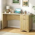 thumbnail image 4 of Bestier 47" Computer Desk with Drawer, Modern Home Office Desk with Storage Cabinet, Fluted PC Study Writing Desk for Small Spaces, Oak, 4 of 11