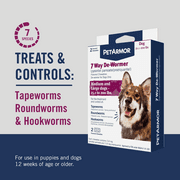 PETARMOR 7 Way De-Wormer for Medium and Large Dogs, 25.1-200 lbs, 6 Chewable Tablets