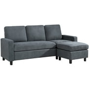 79"Convertible Sectional Sofa, L Shaped Couch Reversible Chaise Modern Linen Fabric（Dark Gray）