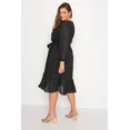 thumbnail image 4 of Vestido de fiesta elegante de manga larga para mujer, vestido de noche Formal negro con cintura anudada, Midi escalonado, talla grande, 6XL, 7XL, 4 of 7