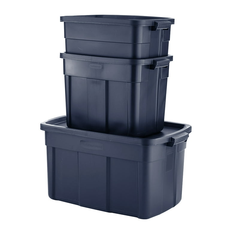 Rubbermaid 31 Gallon Stackable Storage Container, Dark Indigo Metallic (12  Pack)