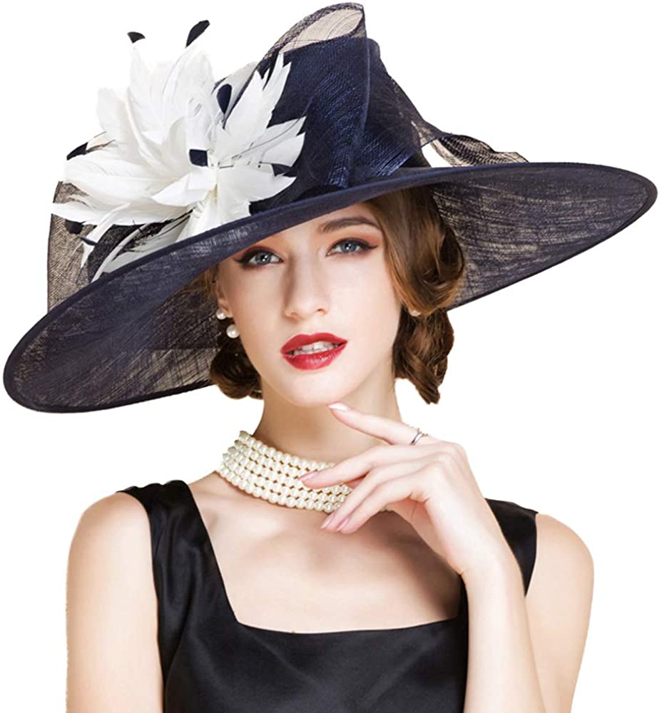 Large Brim Sinamay Hat Elegant Flower 