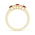 thumbnail image 2 of ANGARA Natural Oval Three Stone Ruby Engagement Ring with Diamonds in 14K Yellow Gold for Women (Size-6x4mm) | July Birthstone, Birthday, Anniversary, Jewelry Gift for Women | Natural Ruby Ring, 2 of 9